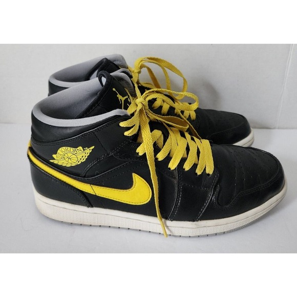 Air Jordan 1 Mid Yellow Retro Black 2014 Nike 554724-070 Mens Size 9.5 - Picture 8 of 16